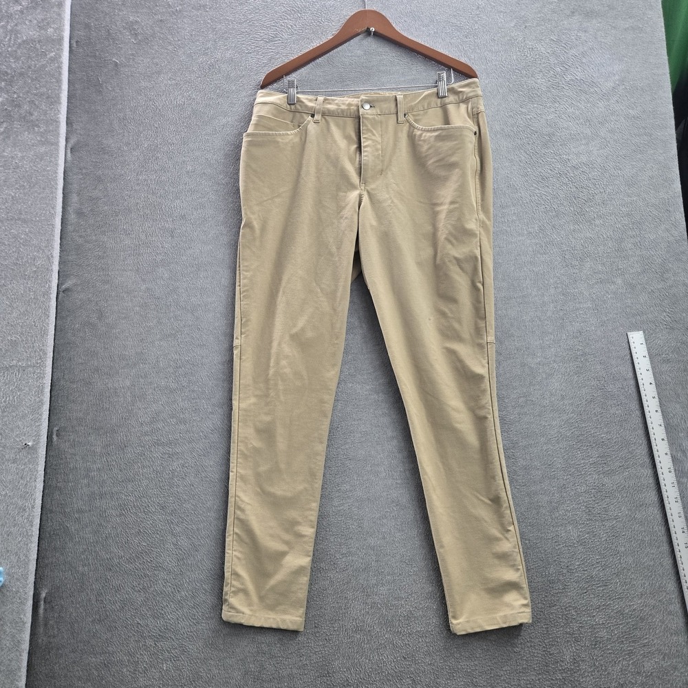Lululemon Men Pants 34 Khaki Chino ABC Slim Fit Utilitech 30" Inseam READ